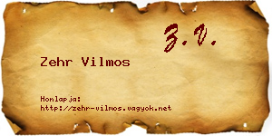 Zehr Vilmos névjegykártya